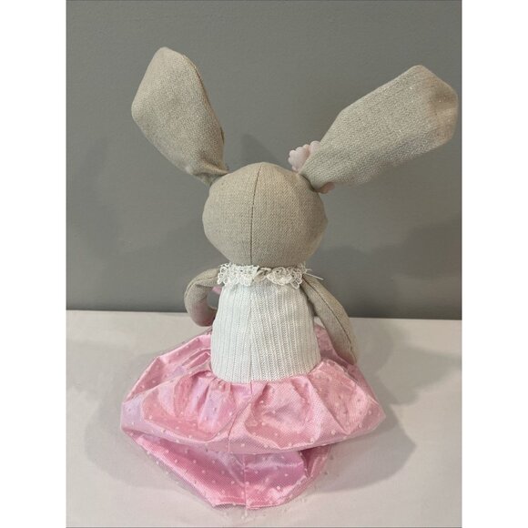 Ballerina Bunny Rabbit 26" Weighted Shelf Sitter Stuffed Floppy Doll Pearls Pink - Picture 4 of 5